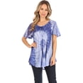 thumbnail image 5 of Sakkas Petra Women's Casual Loose Flared Corset Short Sleeve Lace Blouse Top Tunic - Blue - Plus Size, 5 of 5