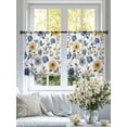 thumbnail image 4 of Yellow Blue Floral Sheer Curtains 45 inches Long 2 Panels Set Vintage Leaf Tiers Sheers Rod Pocket Small Window Short Curtains for Kitchen Cafe, Each 52" W x 45" L, 4 of 7