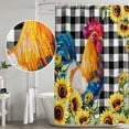 thumbnail image 5 of Farmhouse Rooster Shower Curtain, Waterproof Shower Curtains for Bathroom, Black Plaid Botanical Sunflower Floral Washable Fabric Bathtub Curtain Set Bath Decor with 12 Hooks Long 72"x84", 5 of 8