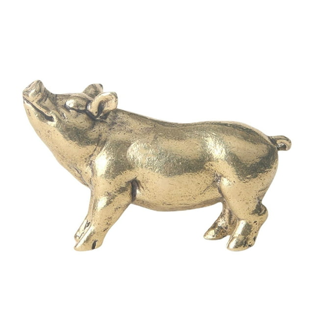 ziyahi Brass Pig Statue Tea Pet Figurine Table Decoration for Side Table Collection 49.5mmx32mm L