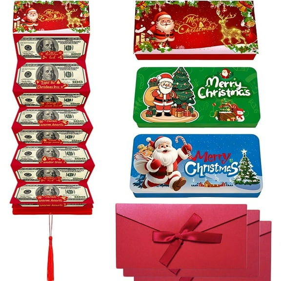 3 Pcs Christmas Money Holders, Cash Gift Card Holders Xmas With 10 Slots Christmas Gift , Surprise Money Envelopes