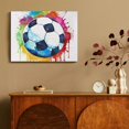 thumbnail image 4 of Fenyluxe Abstract Art Soccer Ball Canvas Prints - Modern Wall Decor for Bedroom, Kitchen, Bathroom - Ready To Hang Artwork for Home and Office 16x12in, 4 of 6