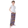 thumbnail image 3 of FORMRS Boys Pajama Pants with Pockets Size 6-8Y Kids Lounge Sleep Bottoms, Purple Halloween Black Cat, 3 of 8