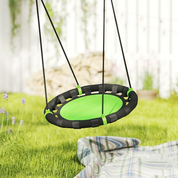 Qaba Saucer Tree Swing for Kids, 24 inch Round Flying Swing Seat
