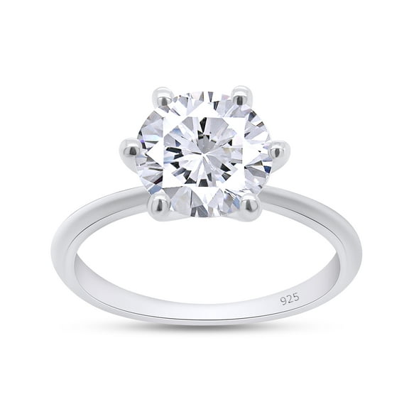 Moissanite Engagement Rings for Women 18K White Gold Over Sterling Silver 1.5CT 7.5MM 6 Prongs Round Cut Solitaire Moissanite Diamond Promise Rings D Color VVS1 Clarity Wedding Engagement-4