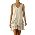 thumbnail image 3 of SROBPTY Summer Dresses for Women Solid Sleeveless V Neck Mid-Length Sundress for Daily Wear, 3 of 5
