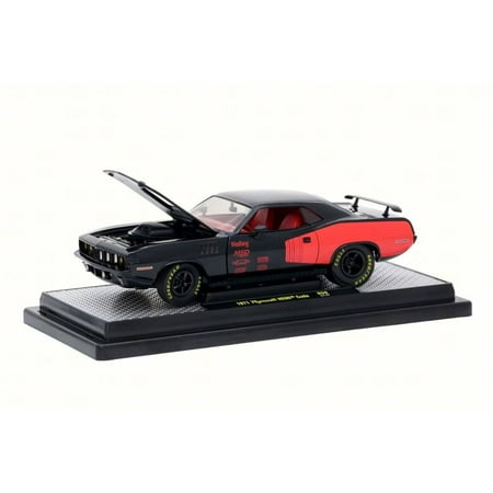 Plymouth 426 Hemi Cuda 1971 Plymouth HEMI Cuda Hard Top, Black/Red - Castline M2 40300/58A - 1/24 Scale Diecast Model Toy Car ()