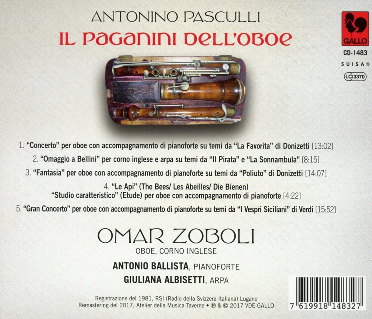 Zoboli/Ballista/Albisetti Antonino Pasculli,der Paganini der Oboe (CD)