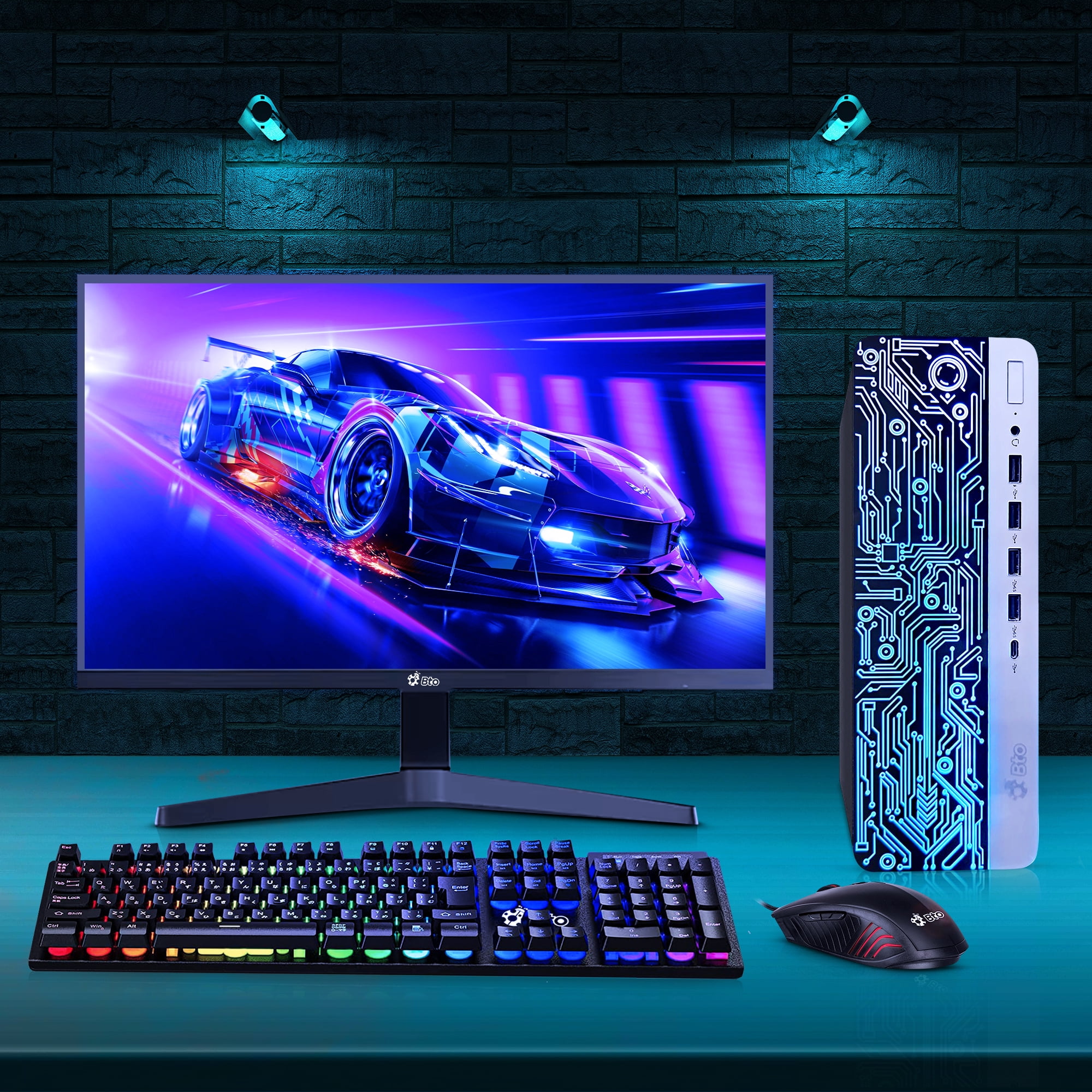 HP Gaming Desktop Bundle, Intel i7-6th Gen, 16GB RAM, 256GB SSD + 1TB HDD, NVIDIA GT 1030, 22" Monitor, RGB, Win 11