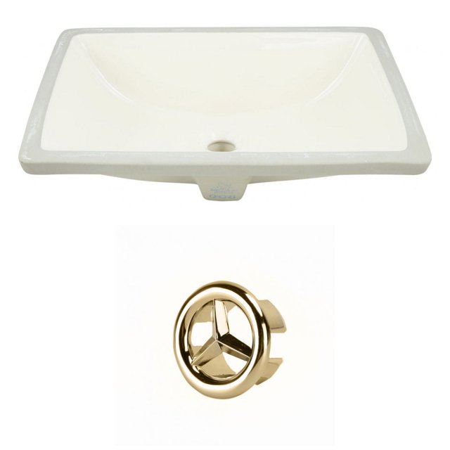20,75 pouces Ensemble d'évier W Rectangle Undermount en biscuit - Quincaillerie dorée AI-20435