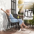 thumbnail image 4 of Outsunny Patio Double Glider Chair with Glass Top Center Table, Outdoor Glider Chair with High Back,  Sling Fabric for Garden, Bench, Black, 4 of 10