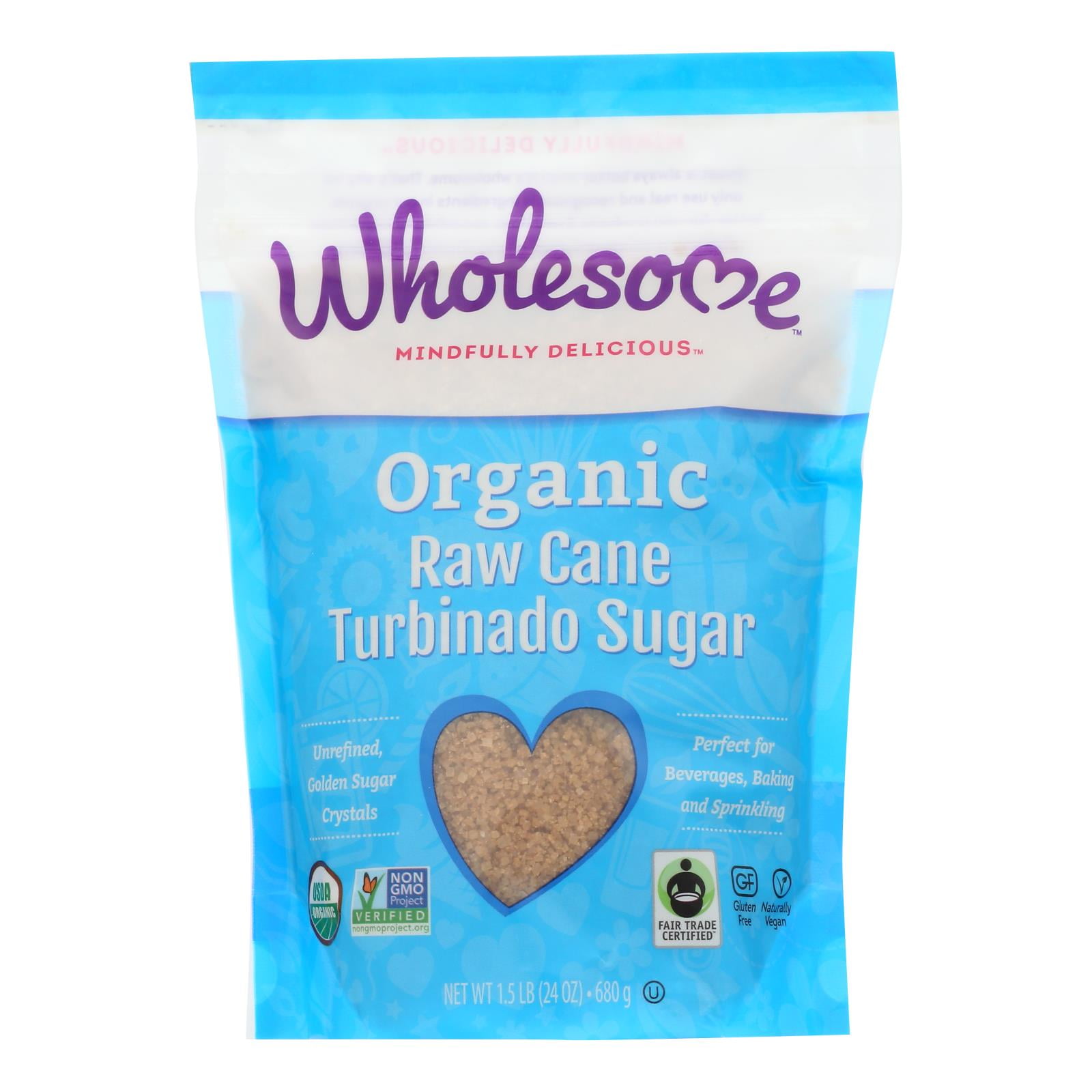 (3 Pack)Wholesome Organic Raw Cane Turbinado Sugar, 1.5lb