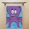 thumbnail image 4 of Coolnut Fingertip Hand Towels, Set of 2 Pcs Happy Purple Octopus Absorbent Face Bath Towels for Bathroom Kitchen, 30"x15", 4 of 6