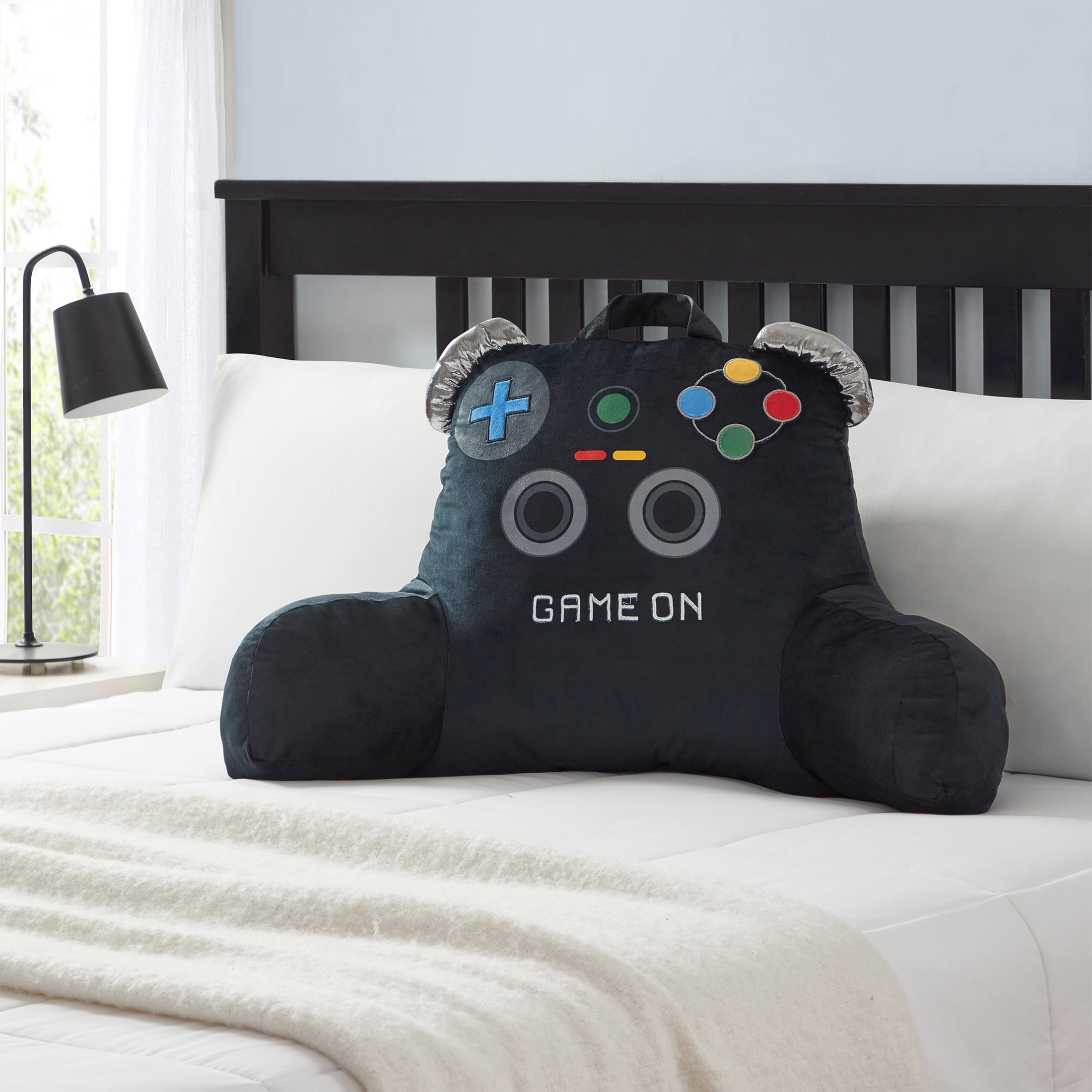 Your Zone 21.25" x 21" Black Gamer Backrest Lounger Pillow