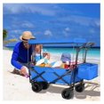 thumbnail image 7 of Extra Large Collapsible Wagon w/Removable Canopy, 250lbs Foldable Garden Cart w/Rear Storage, Heavy Duty Outdoor Push&Pull Utility Camping Beach Stroller w/Big Wheel&Adjustable Handles, Blue, 7 of 7