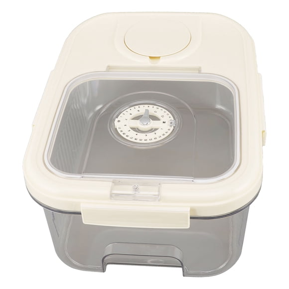 Rice Container Kitchen Dry Food Rice Storage Box Multipurpose Airtight Rice Bucket with Cup for Cereal Flour Small Cream White