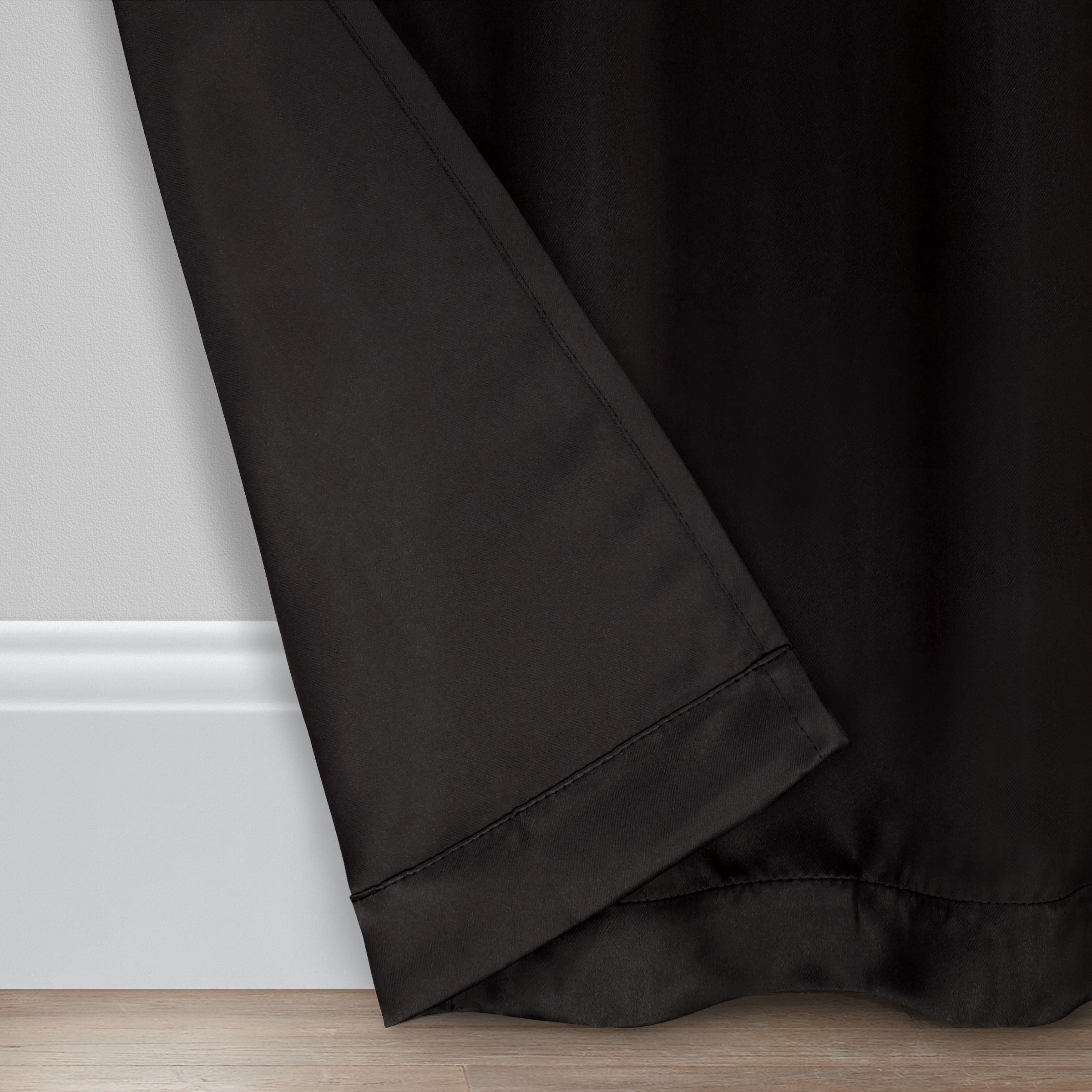 Eclipse Blackout Curtains, Darrell Thermaweave Grommet 37 in x 84 in Curtain Panel in Black, Sold as a Single Curtain Panel