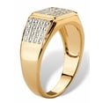 thumbnail image 2 of PalmBeach Jewelry Men's White Diamond Accent Multi-Row Grid Ring Yellow Gold-Plated, 2 of 5