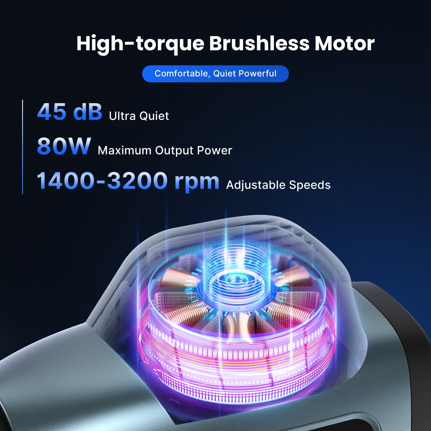 RENPHO Body Massager Muscle Massage Gun for Pain Relief Deep Tissue with 6 Massage Heads, FSA HSA Eligible, Gifts for Women Men, Blue
