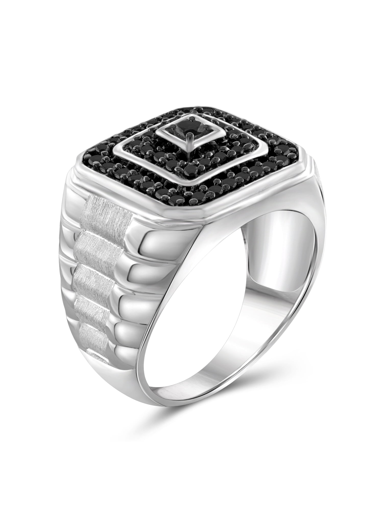 JewelersClub Black Diamond Rings for Men – 1.00 CTW Genuine Black Diamond Ring for Men – Hypoallergenic 0.925 Sterling Silver Ring Men – Diamond Mens Rings Statement Ring – Luxurious Gifts for Him