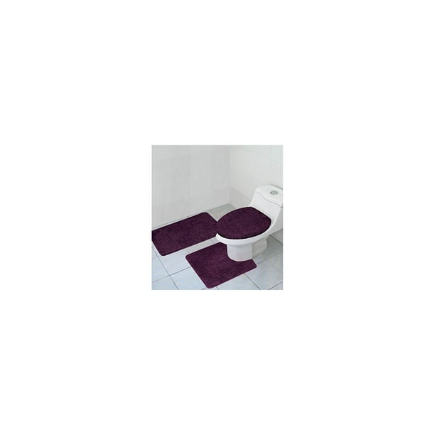 Hailey 3 Piece Bathroom Rug Set Bath Mat Contour Toilet Bathroom Rug Set Bath Mat Contour