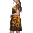 thumbnail image 2 of Balery Cute Cow Sunflower Field Vestidos sueltos de manga corta para mujer, vestidos de verano 2025, vestidos casuales de corte A con vuelo., 2 of 6