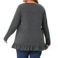 thumbnail image 3 of Agnes Orinda Plus Size Casual Tunic Tops for Women Crew Neck Long Sleeve Ruffled Hem Flowy Blouses with Pockets Dark Gray 3X, 3 of 6