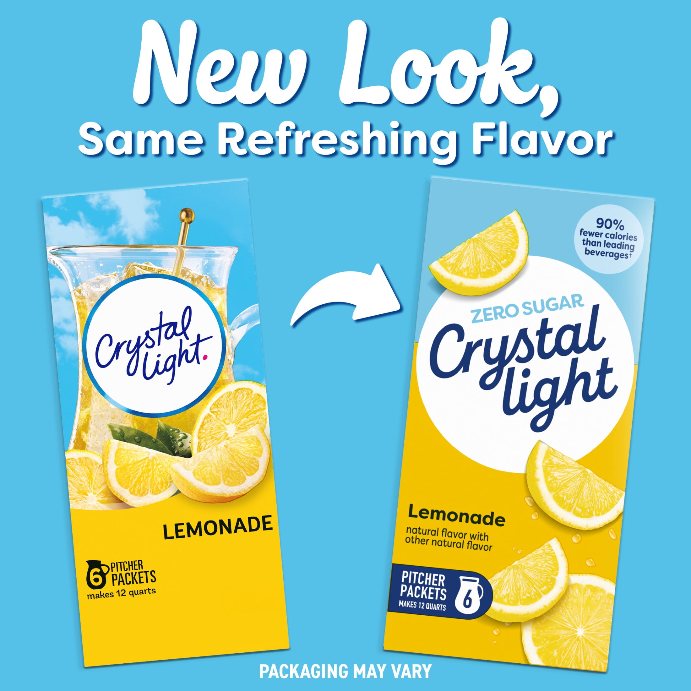 (12 pack) Crystal Light Drink Mix, 6 Pitcher Packets, for Flavorful Hydration and Shareable Refreshment, Lemonade, natural flavor with other natural flavor, Zero Sugar, Low Calorie, 3.2 oz