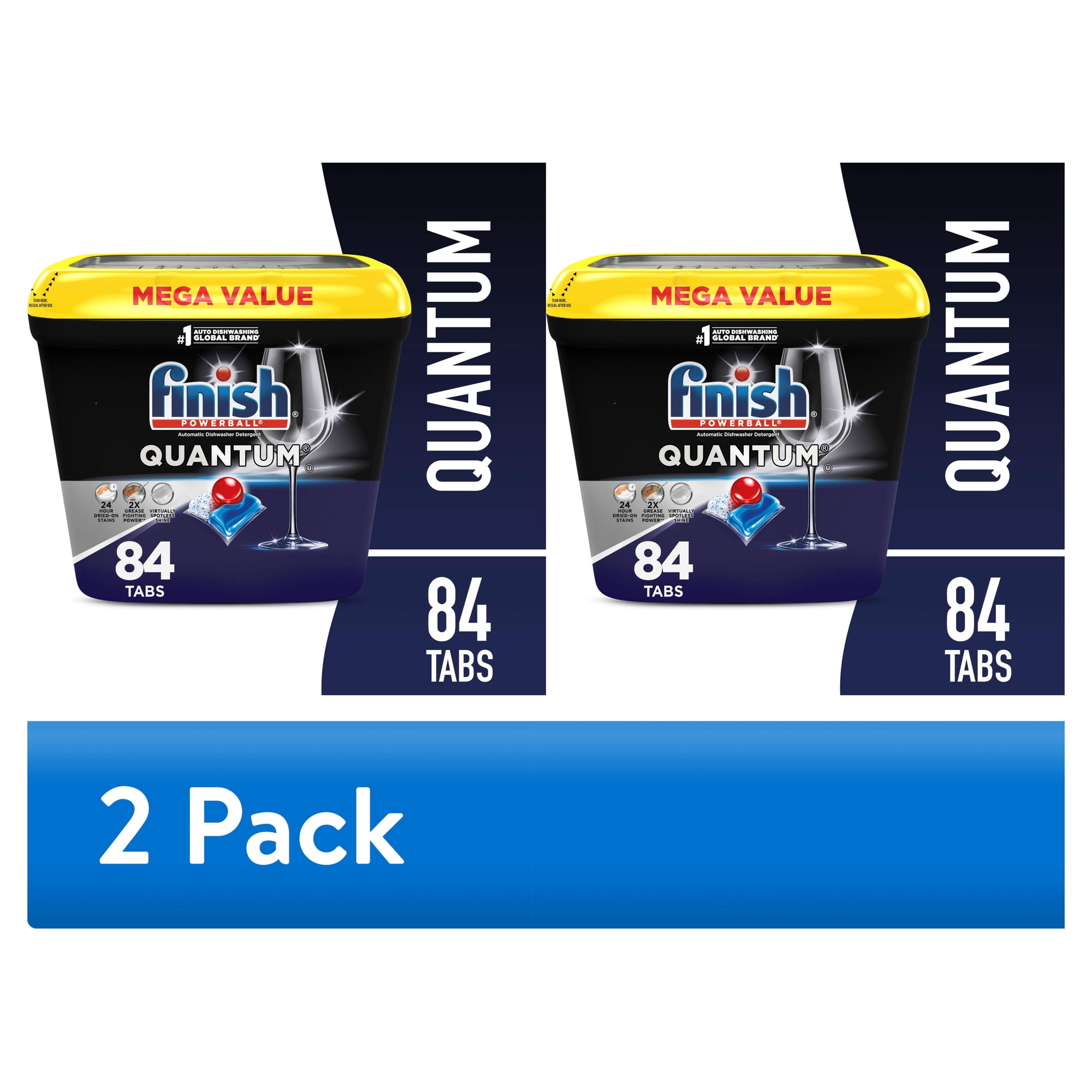 (2 pack) Finish Quantum Dishwasher Pods, No Pre-Rinse Dishwasher Detergent Soap Soap, Advanced Clean, 84 Count