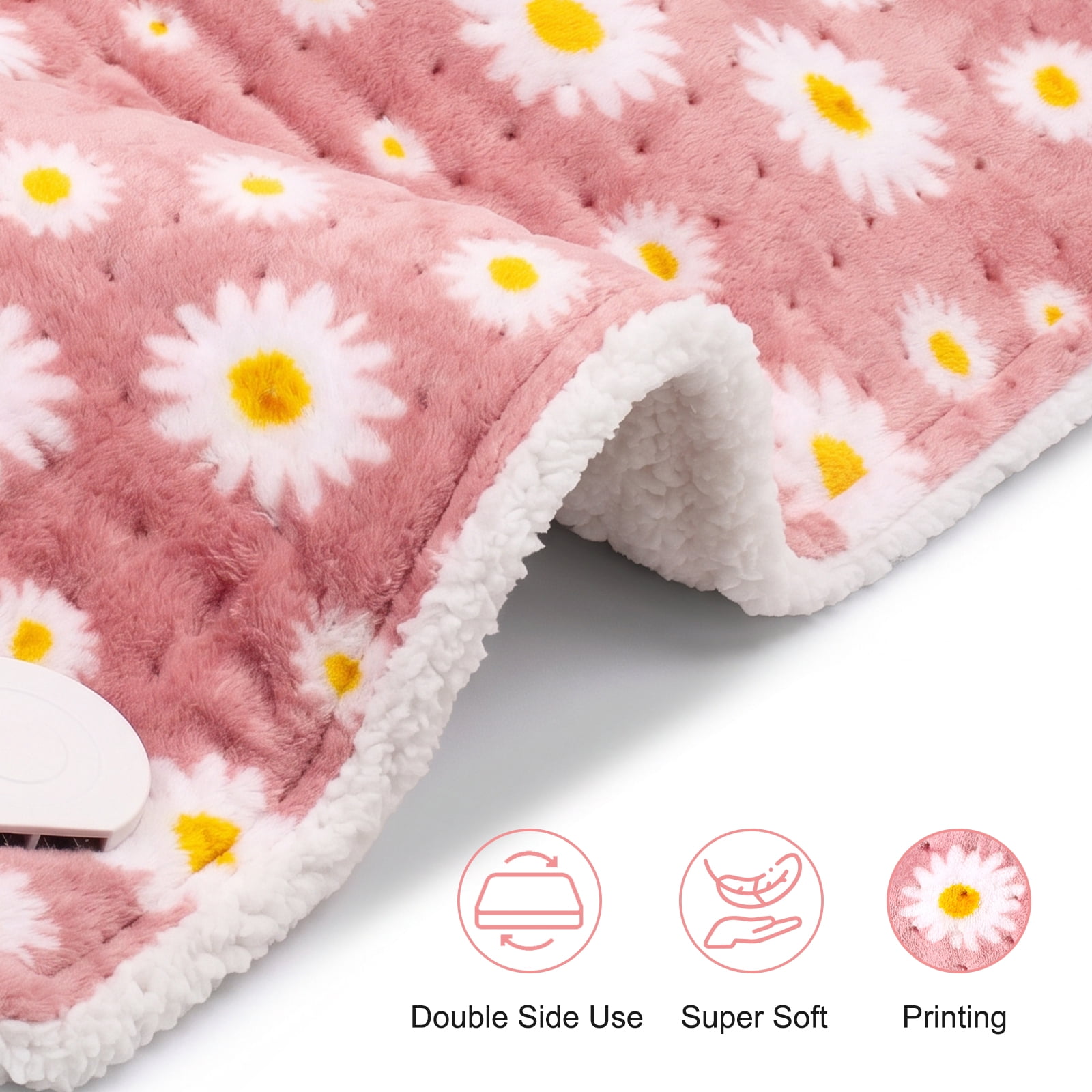 Daisy Heating Pad for Back Period Cramps Neck Shoulder Pain Relief Portable Electric Heat Pads Pink Stuff Gifts Ideas, Funny Useful Self Care Christmas Birthday Gift for Women Mom Her Wife Girlfriend
