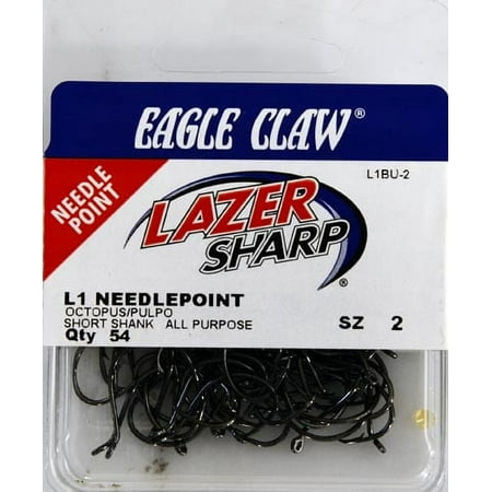 UPC: 0047708689984 | Lazer Sharp L1BUH-2 Octopus Short Shank Hook  Black  Size 2  54 Pack