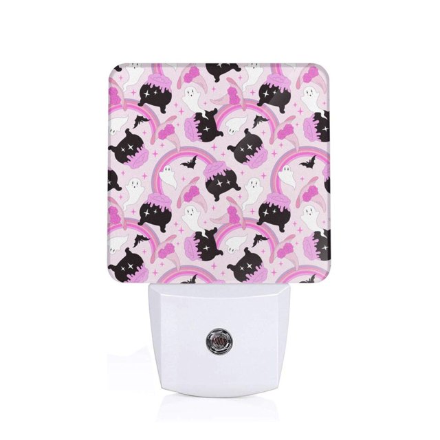 Fotbe Pink Girl Halloween Luz Nocturna LED, Luz de Noche con Sensor de Luz Natural de Anochecer a Amanecer, Se Enchufa a la Pared, Blanco Cálido 0.5W-US