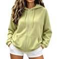 thumbnail image 3 of Ovafbau Women Long Sleeve Hooded Cardigan Jacket,Womens Solid Long Sleeve Hooded Zip Jacket with Pockets Casual,Fall Winter Outerwear Coat, 3 of 6