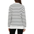 thumbnail image 3 of INSPIRE CHIC Womens Maternity Blouse Cotton Mock Neck Shirt Half Zip Long Sleeve Tops Side Slit Striped Turtleneck Pregnancy L Black, 3 of 6