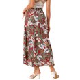 thumbnail image 3 of INSPIRE CHIC Women's Summer High Waist Asymmetrical Tropical Maxi Skirt Red XL, 3 of 5