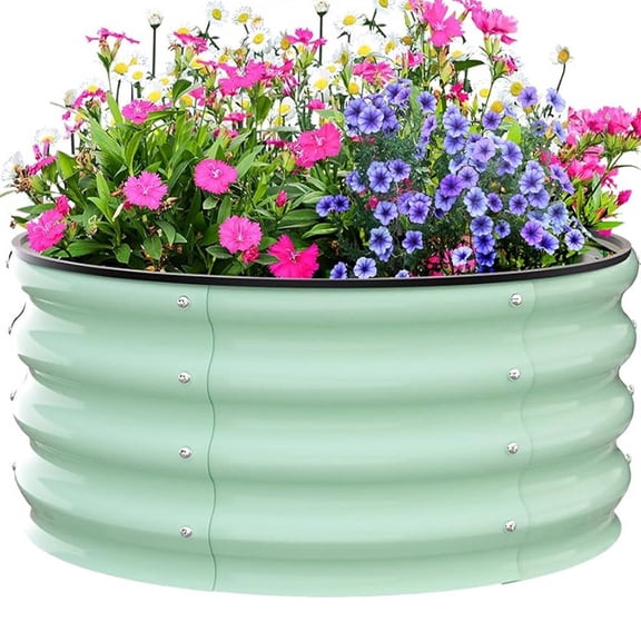 EastVita Raised Garden Beds Outdoor,2 Pack 3x3x1 FT Galvanized Raised Garden Bed for Gardening, Round Metal Planter Box for Planting Plants Vegetables and Flower