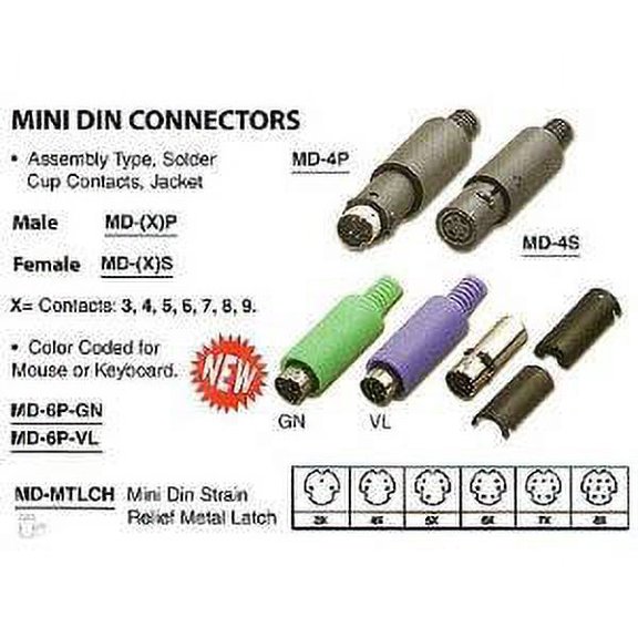 PAN PACIFIC MD-8P Male Mini DIN Connector - MD-8P