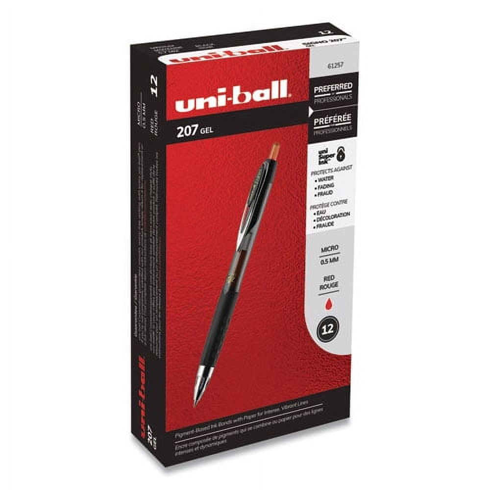 Signo 207 Gel Pen, Retractable, Micro 0.5 Mm, Red Ink, Smoke/black/red Barrel, Dozen | Bundle of 2 Dozen