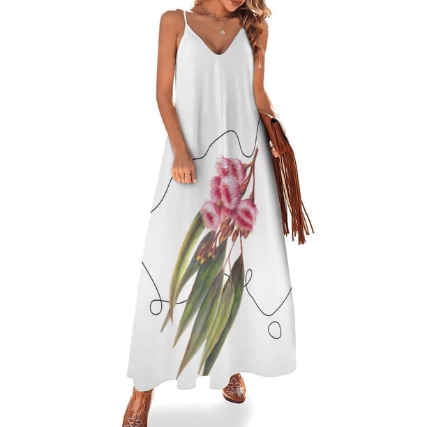 Nuevas flores de Australia - Vestido sin mangas con flores de color rosa Vestido largo mujer lindo vestido vestidos de verano mujer