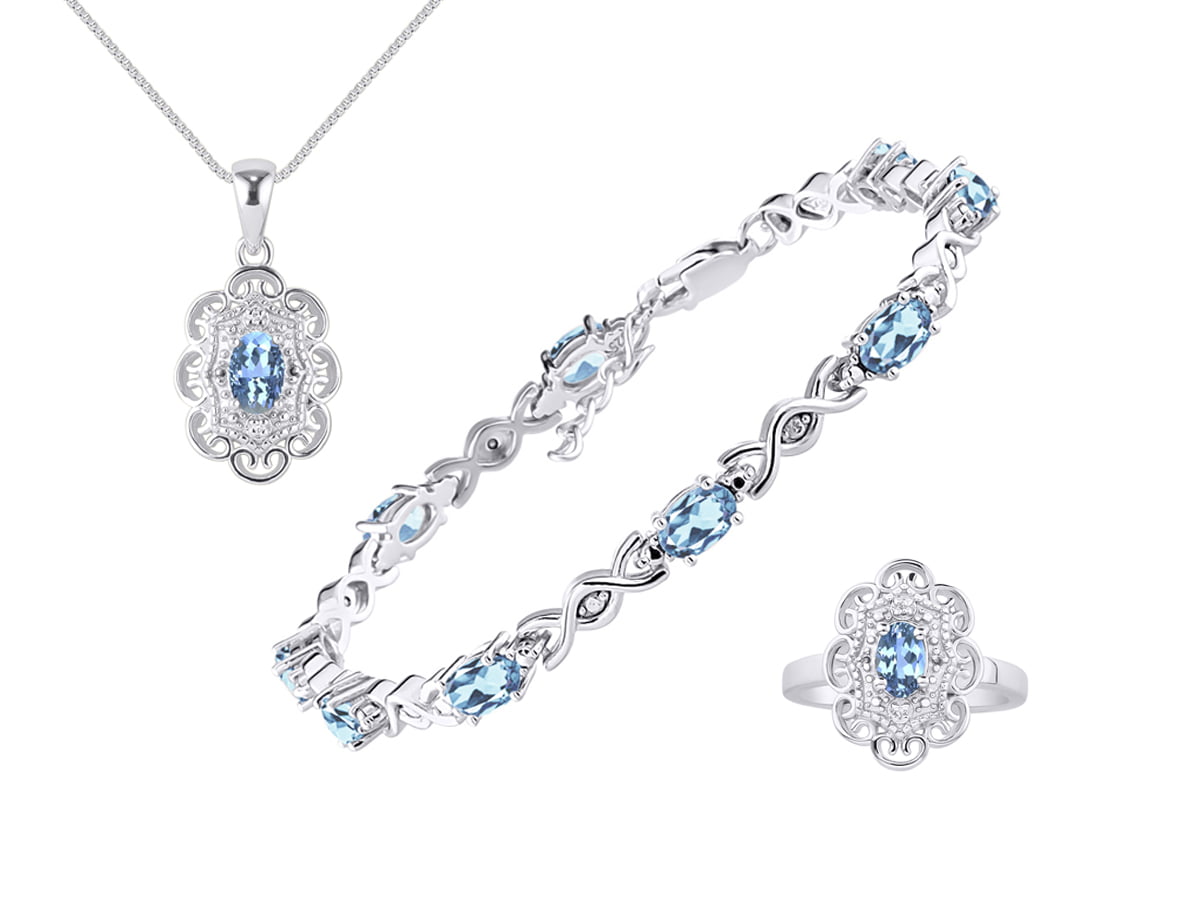 Details about   Blue Topaz Natural Gemstone Vintage Jewelry Set