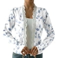 thumbnail image 6 of Womens Lace V Neck Cardigan Sweaters Floarl Print Long Sleeve Knit Tops Sping Trendy Lightweight Open Front Sweater, 6 of 8