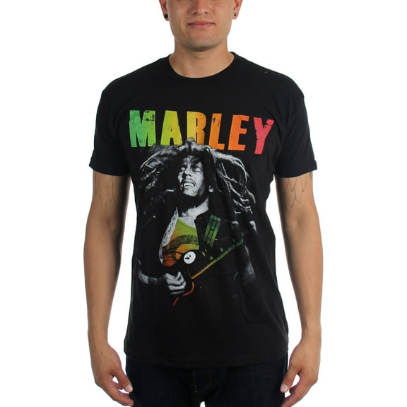 Bob Marley - Mens Hair Guitar T-Shirt