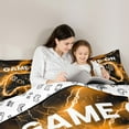 thumbnail image 5 of jejeloiu Cartoon Gamepard Queen Comforter Set,Abstract Lightning Pattern Bedding Sets,Orange Black Bedding Comforter Set For Boys Kids,Luxury Bedroom Decor Reversible,3pcs, 5 of 8