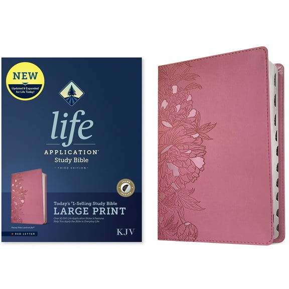 KJV Life Application Study Bible, Third Edition, Large Print (LeatherLike, Peony Pink, Indexed, Red Letter) (Hardcover)