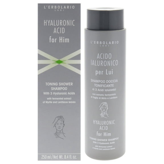 LErbolario Hyaluronic Acid for Him Toning Shower Shampoo , 8.4 oz Shampoo