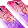 thumbnail image 4 of SOGA Rhinestone Liquid Quicksand Cover Cute Girl Phone Case Compatible for Nokia 2.3 Case, with Embedded Ring for Magnetic Car Mounts and Lanyard - Pink / Purple, 4 of 5