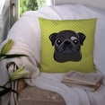thumbnail image 3 of Caroline's Treasures BB1325PW1414 Checkerboard Lime Green Black Pug Canvas Fabric Decorative Pillow , 14Hx14W,, 3 of 4