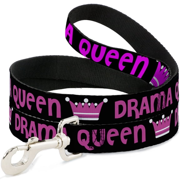 Buckle-Down Pet Leash, Dog Leash, Drama Queen Black Fuchsia, 4 Feet Long 1.0 Inch Wide