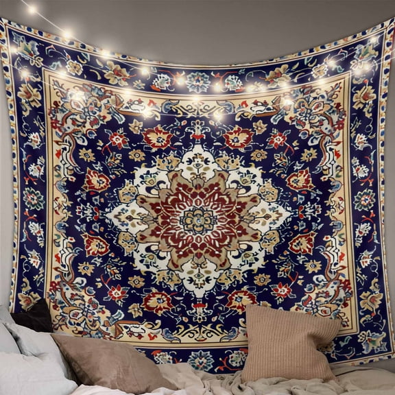 Navy Blue Boho Small Tapestry for Bedroom Wall Hanging Tapestry,Contemporary Abstract Ethnic Vintage Geometric Ceiling Backdrop Tapestries Poster Blanket Wall Decor for Living Room 23" x 28"