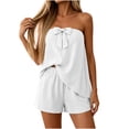 thumbnail image 5 of BUIGTTKLOP Women's Summer 2 Piece Outfits Sleeveless Asymmetrical Tube Top and Shorts Matching Lounge Sets, 5 of 6